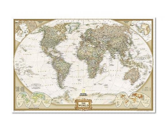 Book Cover World Executive Poster Sized Wall Map (laminated)