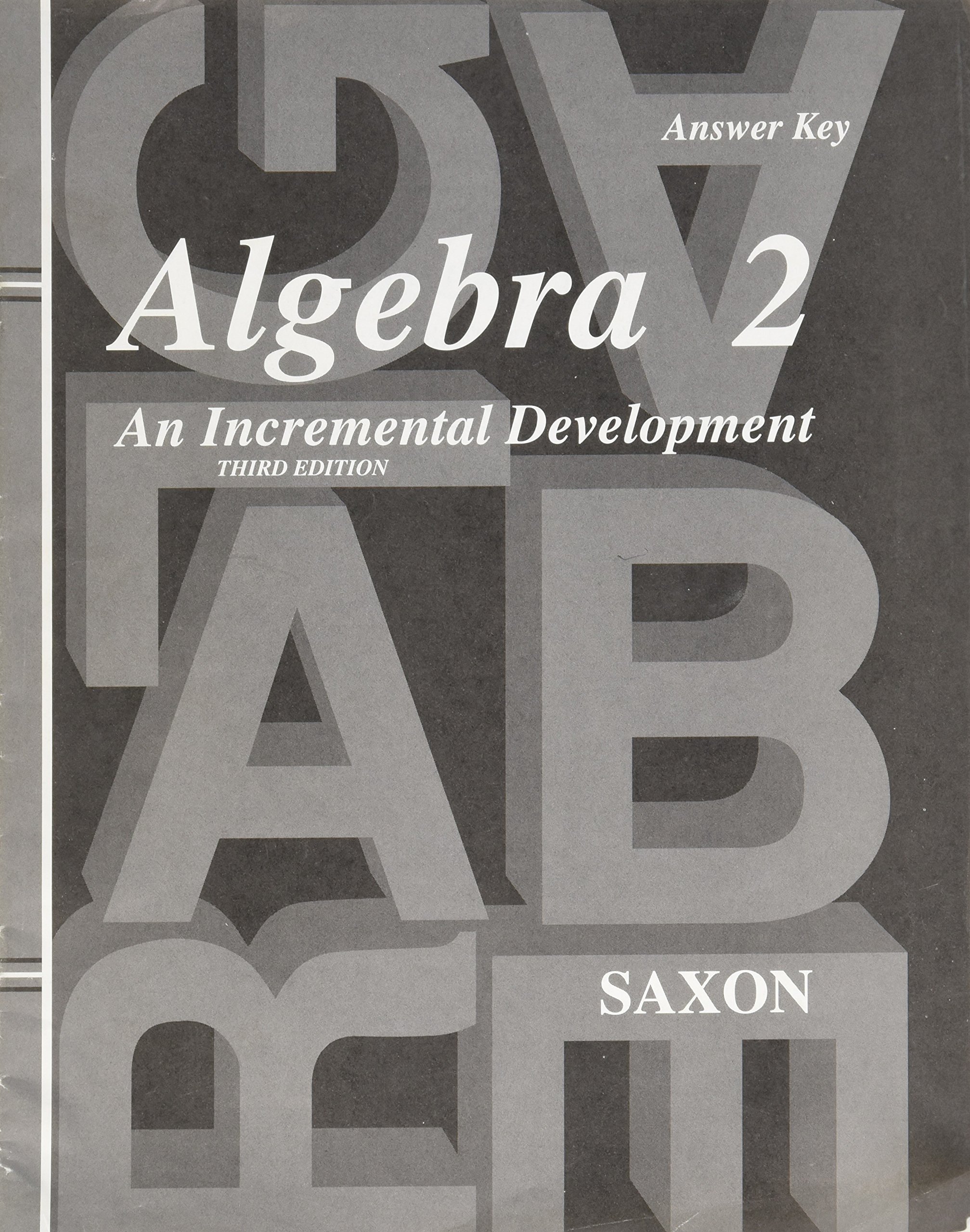 Book Cover Answer Key for Saxon Algebra 2