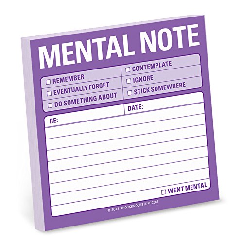 Book Cover 1-Count Knock Knock Mental Note Sticky Notes, to Do List Notepads, 3 x 3-inches Each
