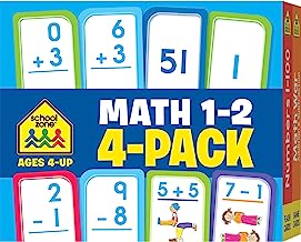 Book Cover School Zone - Math 1-2 Flash Card 4-Pack - Ages 4+, Addition, Subtraction, Numbers 0-100, Math War Game, and More (Flash Card 4-pk)