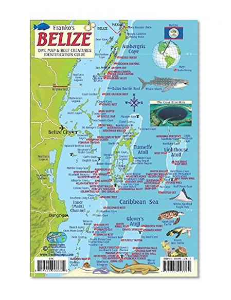 Book Cover Belize Dive Map & Reef Creatures Guide Franko Maps Laminated Fish Card
