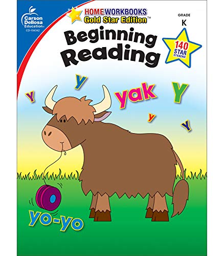 Book Cover Carson Dellosa Beginning Reading Workbookâ€•Kindergarten Early Reader Phonics Practice With Stickers, Incentive Chart, Puzzles, Coloring Activities (64 pgs) (Home Workbooks)