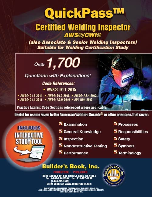 Book Cover Certified Welding Inspector AWS/CWI 2015 AWS D1.1 QuickPass Study Guide