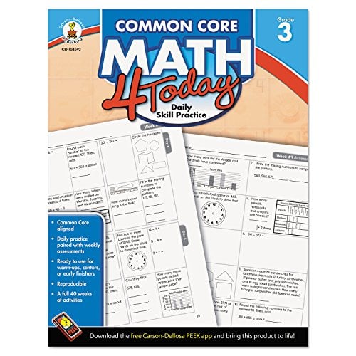 Book Cover Carson Dellosa Common Core Math 4 Today Workbook—Reproducible 3rd Grade Math Workbook, Place Value, Geometry, Algebra Practice, Classroom or Homeschool Curriculum (96 pgs) (Common Core 4 Today)