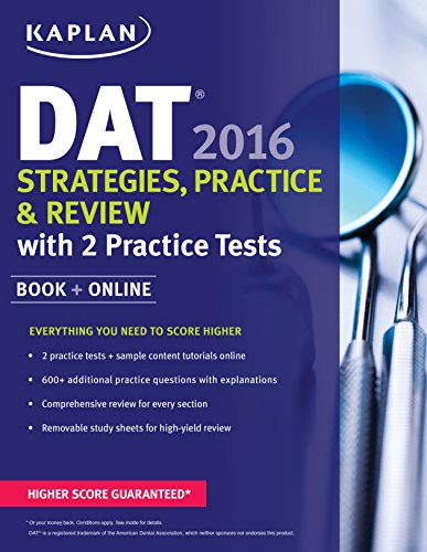 Book Cover Kaplan DAT 2016 Strategies, Practice, and Review with 2 Practice Tests: Book + Online (Kaplan Test Prep)