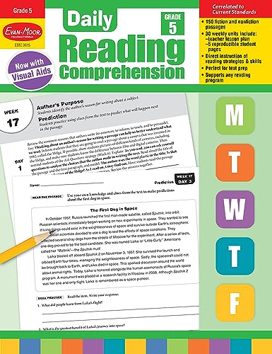 Book Cover Evan-Moor Daily Reading Comprehension, Grade 5 Teaching Supplement - Homeschooling & Classroom Resource Workbook