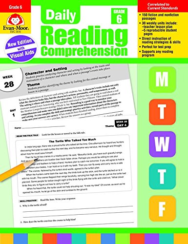 Book Cover Evan-Moor Daily Reading Comprehension, Grade 6 Teaching Supplement - Homeschooling & Classroom Resource Workbook