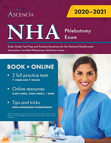 Book Cover NHA Phlebotomy Exam Study Guide: Test Prep and Practice Questions for the National Healthcareer Association Certified Phlebotomy Technician Exam