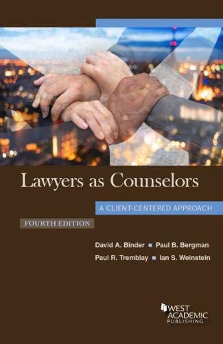 Book Cover Lawyers as Counselors, A Client-Centered Approach (Coursebook)