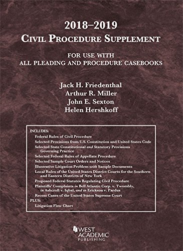 Book Cover Civil Procedure Supplement, for Use with All Pleading and Procedure Casebooks, 2018-2019 (American Casebook Series)