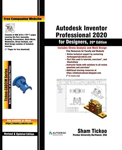 Book Cover Autodesk Inventor Professional 2020 for Designers, 20th Edition