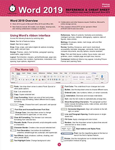 Book Cover Word 2019 Reference and Cheat Sheet: The unofficial cheat sheet reference for Microsoft Word 2019