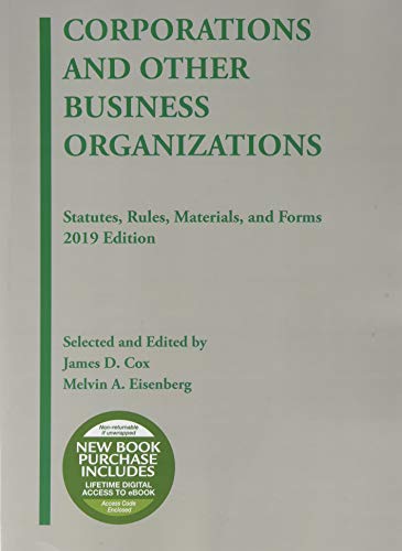 Book Cover Corporations and Other Business Organizations, Statutes, Rules, Materials and Forms, 2019 (Selected Statutes)