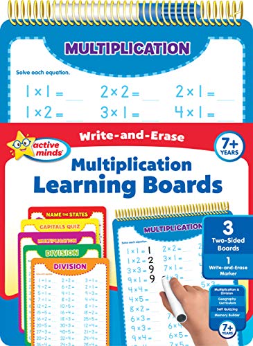 Book Cover Active Minds - Write-and-Erase - Wipe Clean Learning Boards Ages 7+ - Multiplication, Division, USA States and Capitals