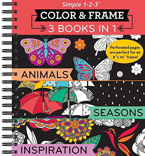 Book Cover Color & Frame - 3 Books in 1 - Animals, Seasons, Inspiration (Adult Coloring Book)
