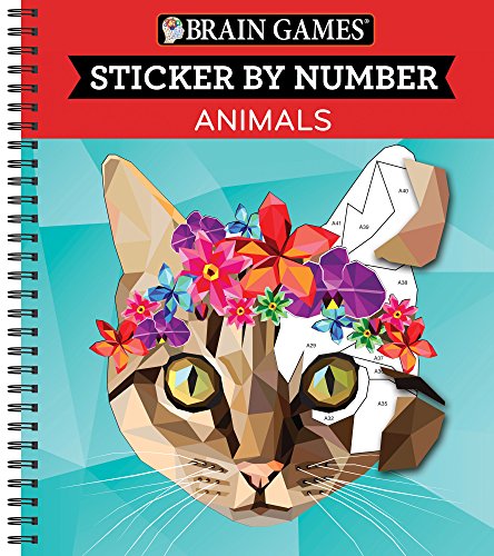 Book Cover Brain Games - Sticker by Number: Animals (28 Images to Sticker)
