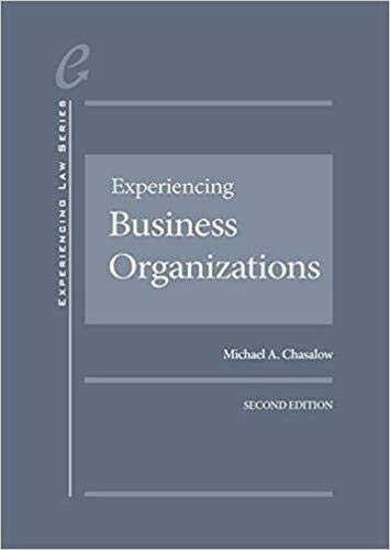 Book Cover Experiencing Business Organizations (Experiencing Law Series)