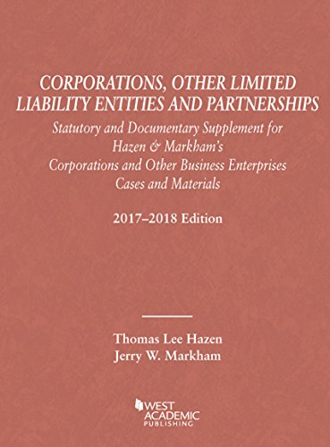 Book Cover Corporations, Other Limited Liability Entities Partnerships, Statutory Documentary Supplement (Selected Statutes)