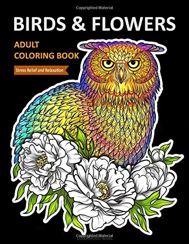Book Cover Birds & Flowers Coloring Book: An Adult Coloring Book with Birds and Flowers Pattern Collection for Relaxation and Stress Relief: Hummingbirds, Owls, Eagles, Jays, and More