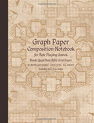 Book Cover Graph Paper Composition Notebook for Role Playing Games: Blank Quad Rule RPG Grid Paper (Dungeon Map RPG Game Series)