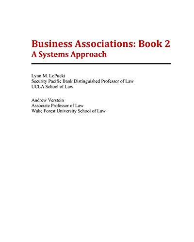 Book Cover Business Associations: Book 2: A Systems Approach (Volume 2)
