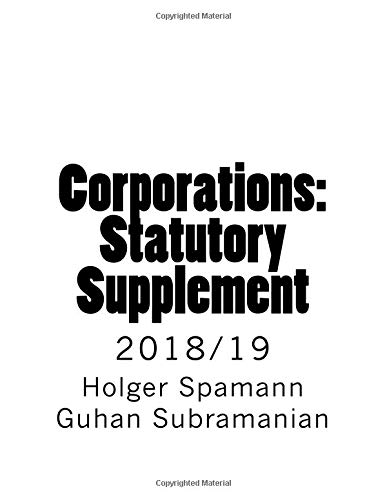 Book Cover Corporations: Statutory Supplement: 2018/19