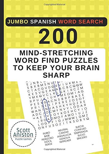 Book Cover JUMBO Spanish Word Search: 200 Mind - Stretching Word Find Puzzles to Keep Your Brain Sharp (Spanish Activity Books & Esl Games)