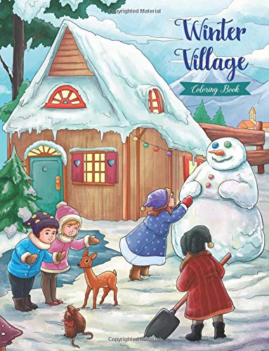 Book Cover Winter Village - Coloring Book: Serene Little Village Series (Coloring Gifts for Adults, Women, Kids) (Christmas, Holiday)