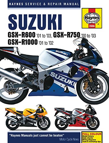 Suzuki GSX-R600 '01 to '03, GSX-R750 '00 to '03 & GSX-R1000 '01 to '02 (Haynes Service & Repair Manual)