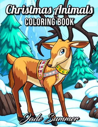 Book Cover Christmas Animals: An Adult Coloring Book with Cute Holiday Animals and Relaxing Christmas Scenes