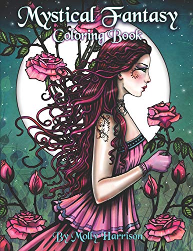 Book Cover Mystical Fantasy Coloring Book: Coloring for Adults - Beautiful Fairies, Dragons, Unicorns, Mermaids and More!