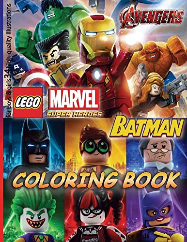 Book Cover Lego MARVEL AVENGERS & BATMAN Coloring Book: for Kids, for boys & girls (34 high-quality Illustrations)