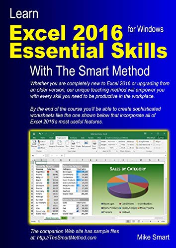 Book Cover Learn Excel 2016 Essential Skills with The Smart Method: Courseware tutorial for self-instruction to beginner and intermediate level