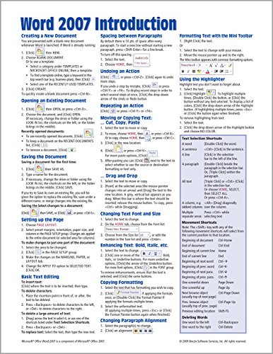 Book Cover Microsoft Word 2007 Introduction Quick Reference Guide (Cheat Sheet of Instructions, Tips & Shortcuts - Laminated Card)