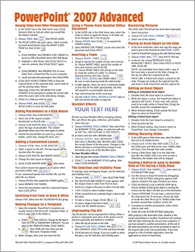 Book Cover Microsoft PowerPoint 2007 Advanced Quick Reference Guide (Cheat Sheet of Instructions, Tips & Shortcuts - Laminated Card)