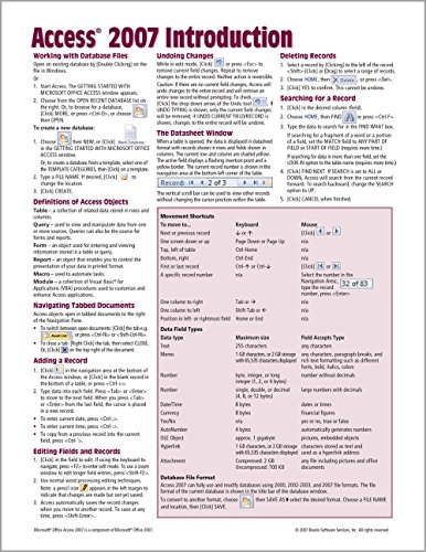Book Cover Microsoft Access 2007 Introduction Quick Reference Guide (Cheat Sheet of Instructions, Tips & Shortcuts - Laminated Card)