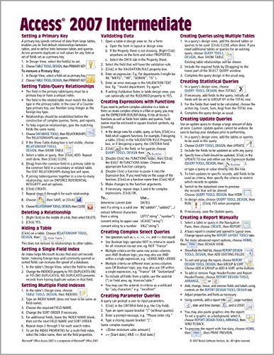 Book Cover Microsoft Access 2007 Intermediate Quick Reference Guide (Cheat Sheet of Instructions, Tips & Shortcuts - Laminated Card)