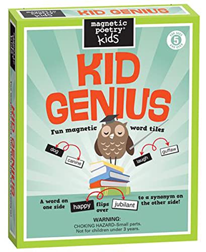 Book Cover Magnetic Poetry - Kid Genius Kit - Ages 5 and Up - Words for Refrigerator - Write Poems and Letters on The Fridge - Made in The USA