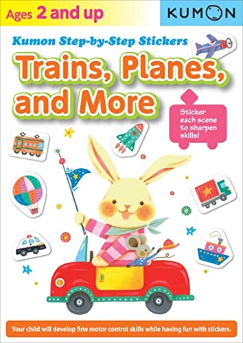 Book Cover Step-By-Step Stickers: Trains, Planes and More (Kumon Step-By-Step Stickers)