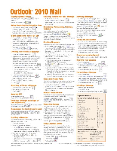 Book Cover Microsoft Outlook 2010 Mail Quick Reference Guide (Cheat Sheet of Instructions, Tips & Shortcuts - Laminated Card)