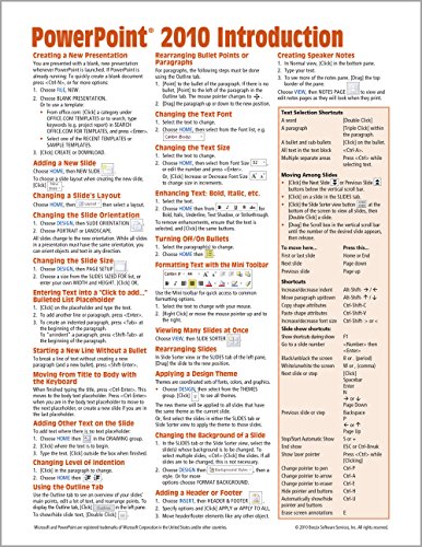Book Cover Microsoft PowerPoint 2010 Introduction Quick Reference Guide (Cheat Sheet of Instructions, Tips & Shortcuts - Laminated Card)