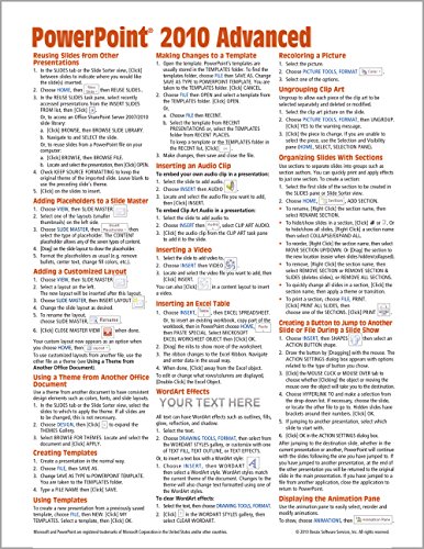 Book Cover Microsoft PowerPoint 2010 Advanced Quick Reference Guide (Cheat Sheet of Instructions, Tips & Shortcuts - Laminated Card)