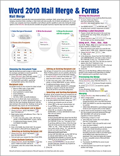 Book Cover Microsoft Word 2010 Mail Merge & Forms Quick Reference Guide (Cheat Sheet of Instructions, Tips & Shortcuts - Laminated Card)