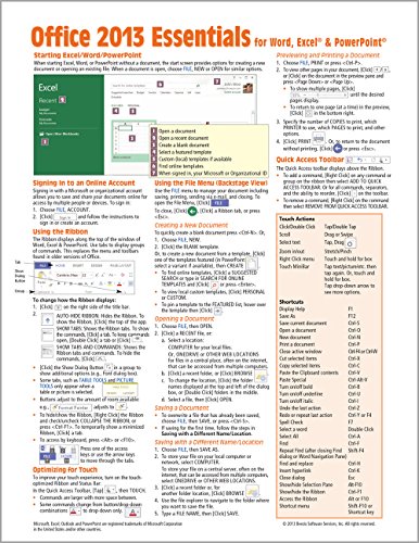 Book Cover Microsoft Office 2013 Essentials Quick Reference Guide (Cheat Sheet of Instructions, Tips & Shortcuts - Laminated Card)