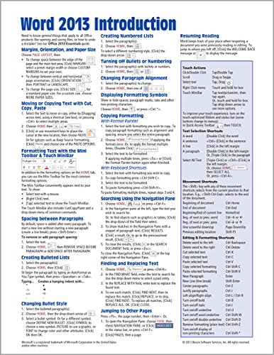 Book Cover Microsoft Word 2013 Introduction Quick Reference Guide (Cheat Sheet of Instructions, Tips & Shortcuts - Laminated Card)