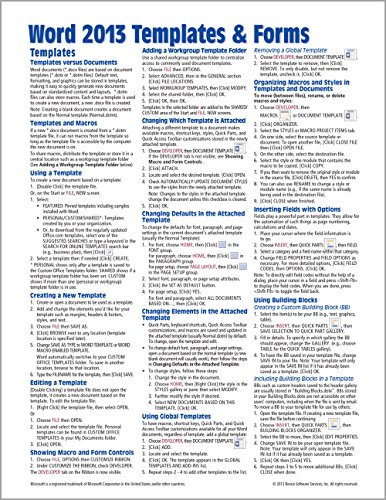 Book Cover Microsoft Word 2013 Templates & Forms Quick Reference Guide (Cheat Sheet of Instructions, Tips & Shortcuts - Laminated Card)