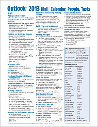 Book Cover Microsoft Outlook 2013 Mail, Calendar, People, Tasks Quick Reference (Cheat Sheet of Instructions, Tips & Shortcuts - Laminated Guide)