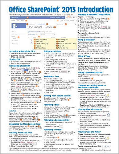 Book Cover Microsoft SharePoint 2013 Quick Reference Guide: Introduction (Cheat Sheet of Instructions & Tips - Laminated Card)