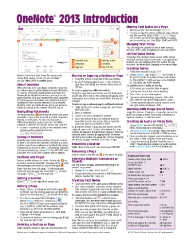 Book Cover OneNote 2013 Introduction Quick Reference Guide (Cheat Sheet of Instructions, Tips & Shortcuts - Laminated Card)