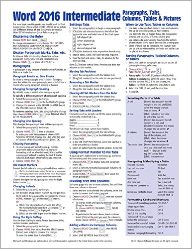 Book Cover Microsoft Word 2016 Intermediate Quick Reference Paragraphs, Tabs, Columns, Tables & Pictures - Windows Version (Cheat Sheet of Instructions, Tips & Shortcuts - Laminated Card)